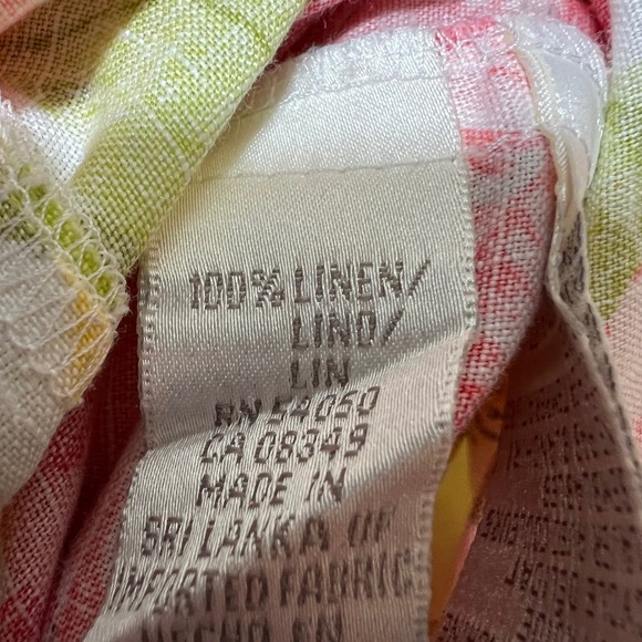 Jones New York Sport Linen Shirt Floral Button Front Top Cottagecore M Blouse - Picture 3 of 6